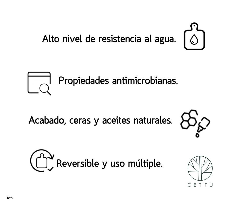 Tabla Pirineo. Fina madera de Caoba. Uso múltiple y reversible.