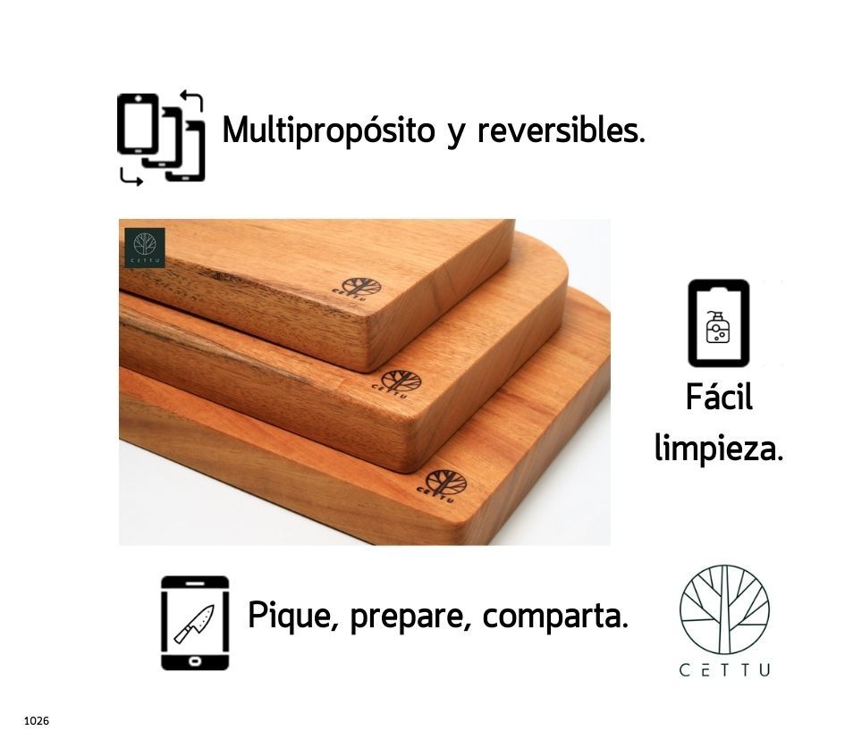 Set de 3 tablas Pirineo. Elaborada en madera de Caoba.