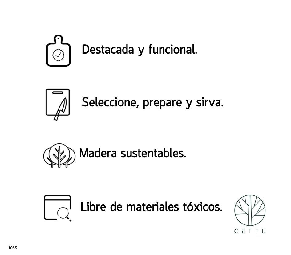 Tabla Castaña. Corte, prepare, sirva y realce su mesa.