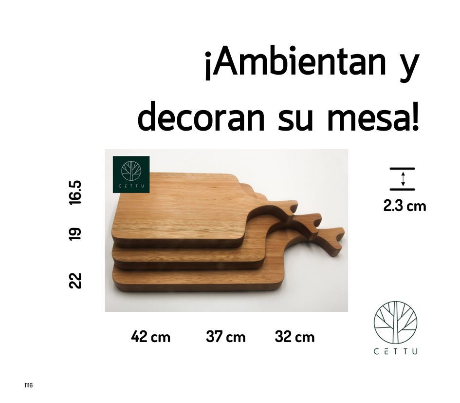 Ideales para picar, cortar, preparar y servir. Tabla Secuoya, set de 3 tablas.