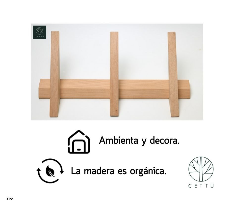 Perchero de pared Trefork. Diseño estilizado y funcional.